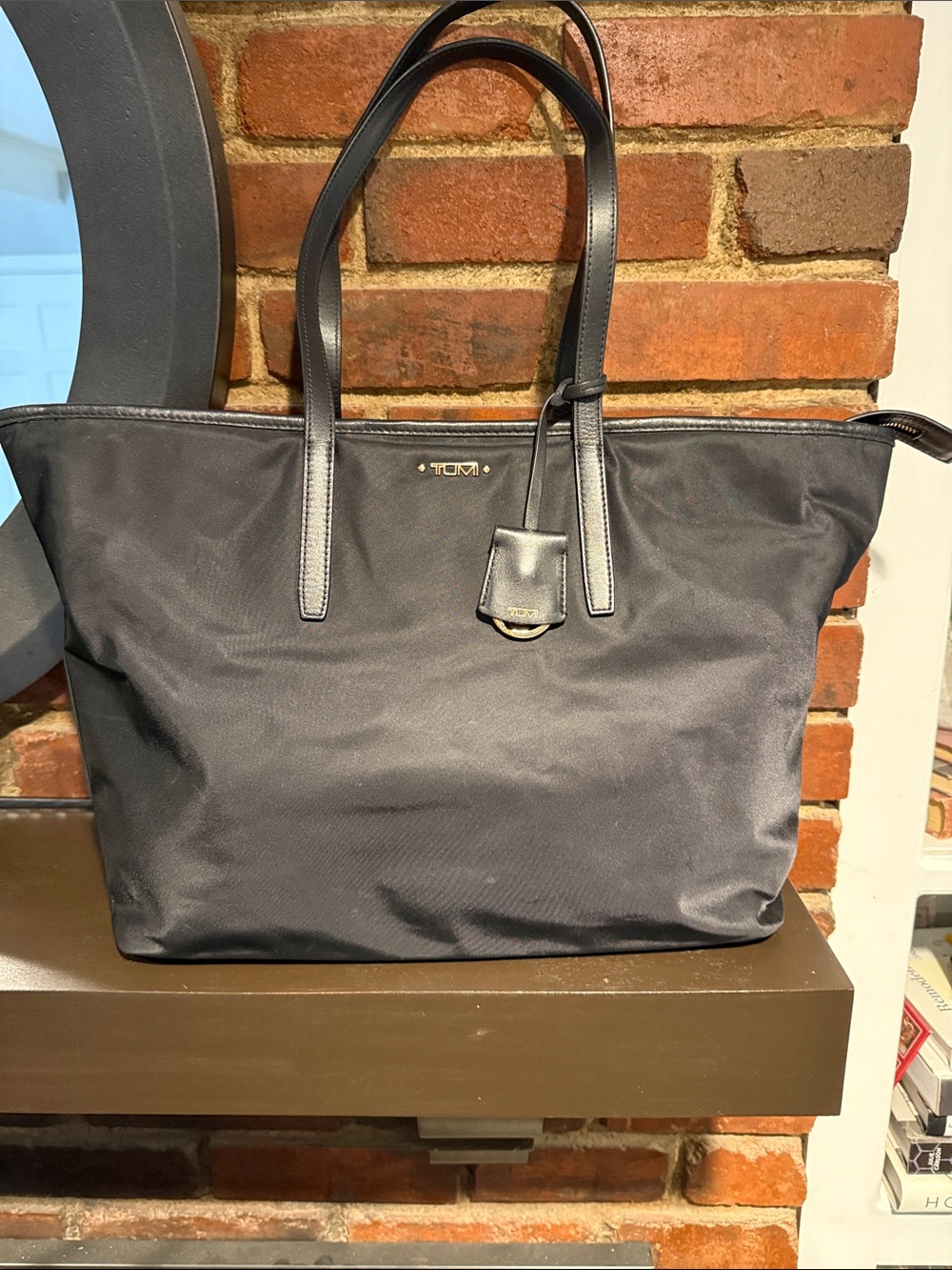 Tumi Black Nylon Tote with Leather Trim